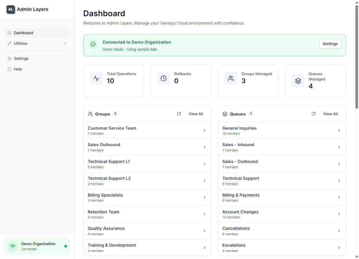 Admin Layers Dashboard